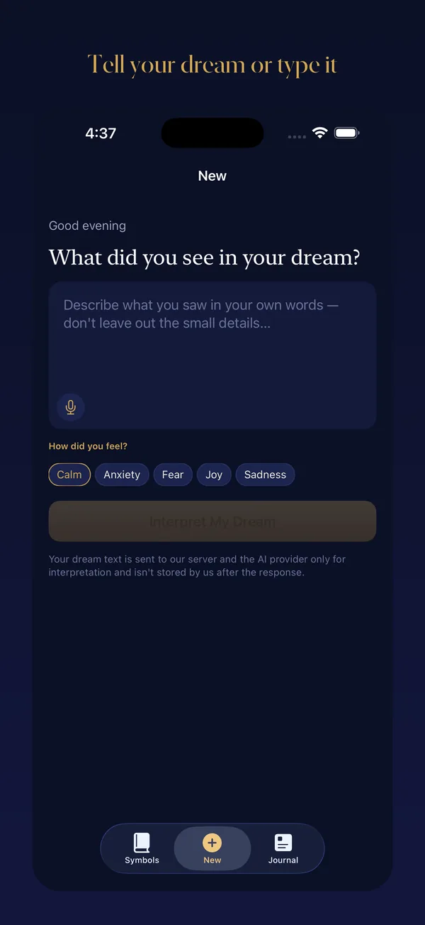 Describing a new dream by voice